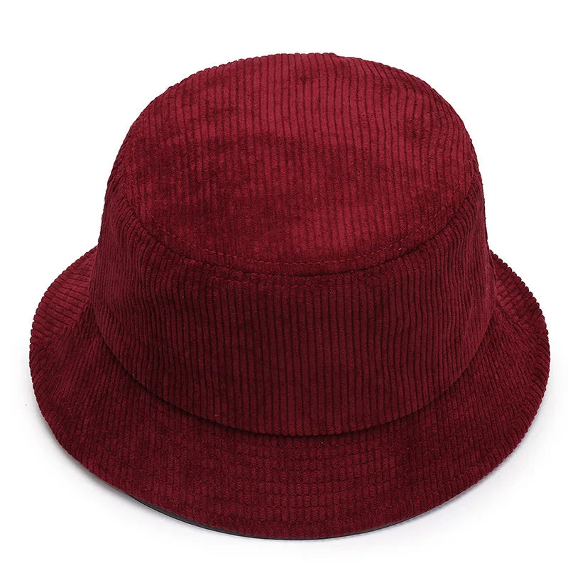 Unisex Bucket Hat Smile Embroidery Women Cotton Corduroy Double-Sided Bob Hip Hop Hat Four Season Panama Beach Fishing Sun Caps