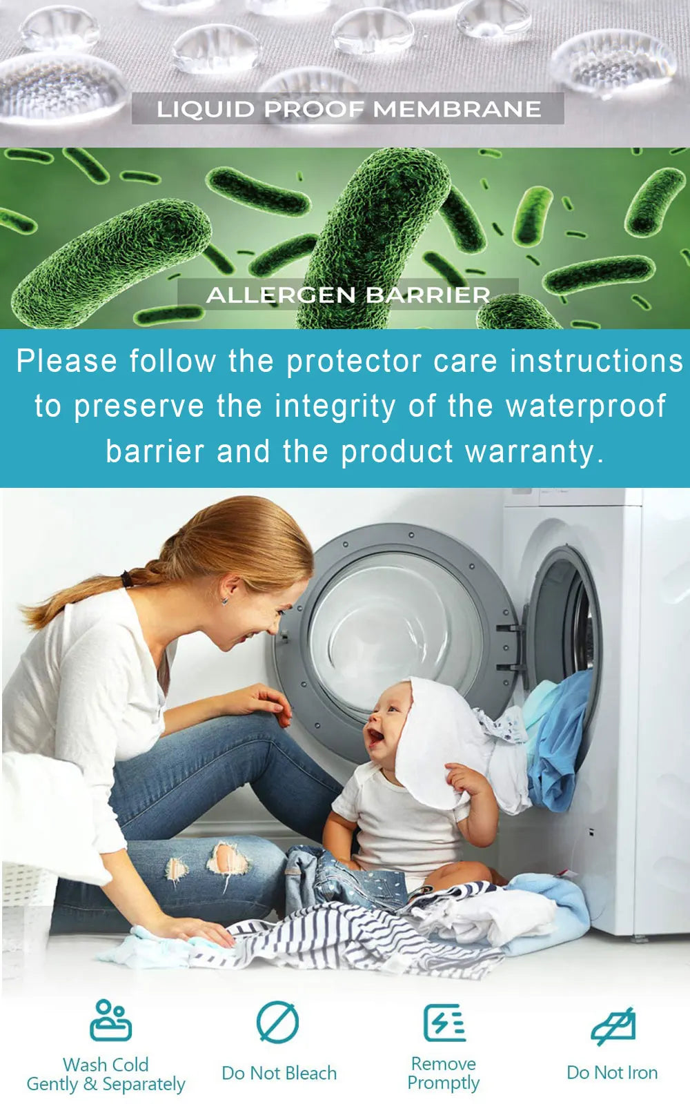 Waterproof Bedsheet Cotton Terry Flat Sheet Style Mattress Cover Anti Mites & Washable Sheet Protector