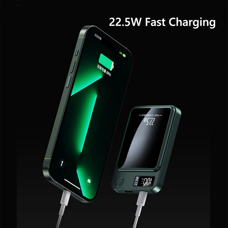 100000mAh Wireless Magnetic Power Bank Super Fast Charging Ultra High Capacity Digital External Battery Power Bank For Iphone 15