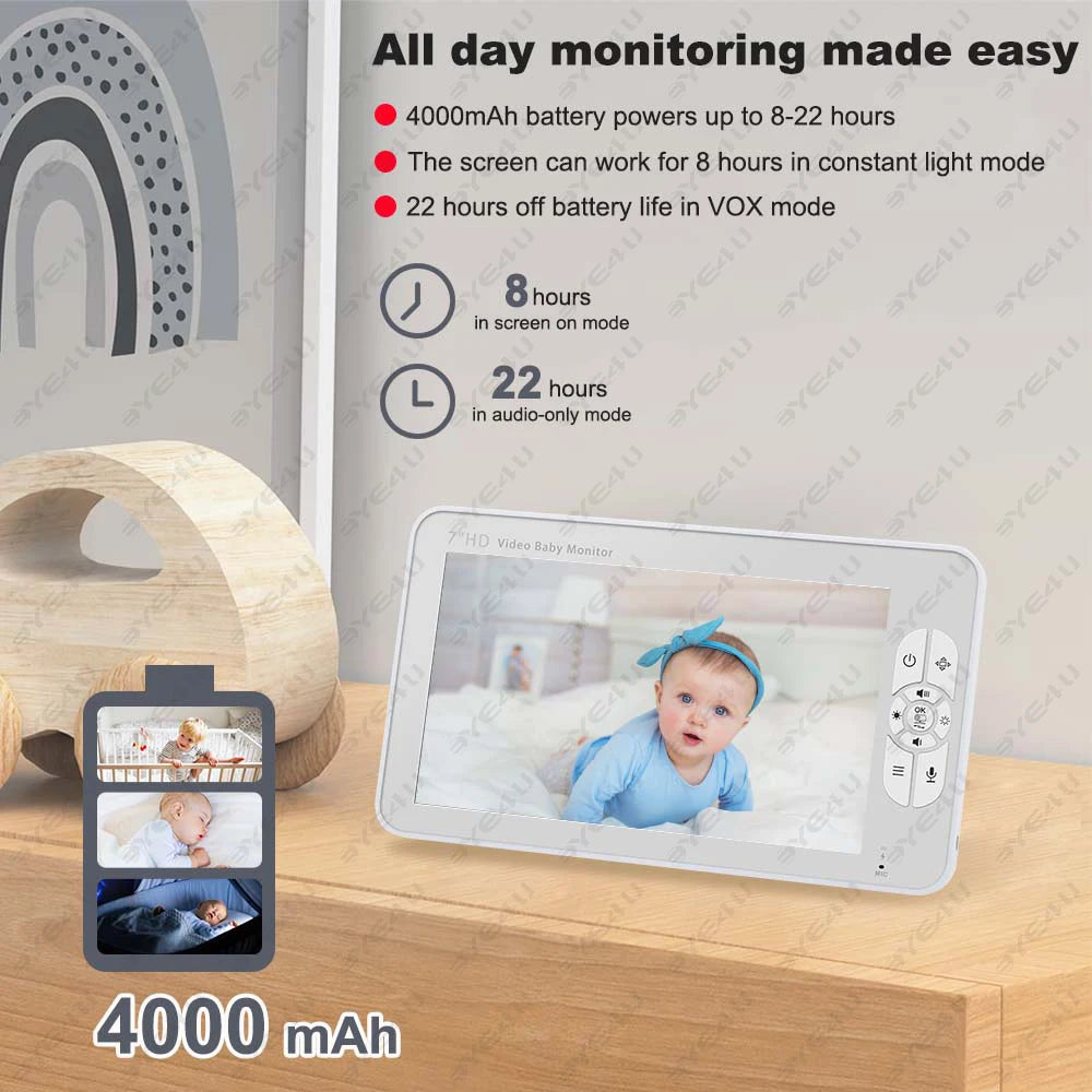 5 Inch Video Baby Monitor With Camera PTZ Zoom Babyphone Cam Security Protection Surveillance Cameras Temperature Sensor Lullaby