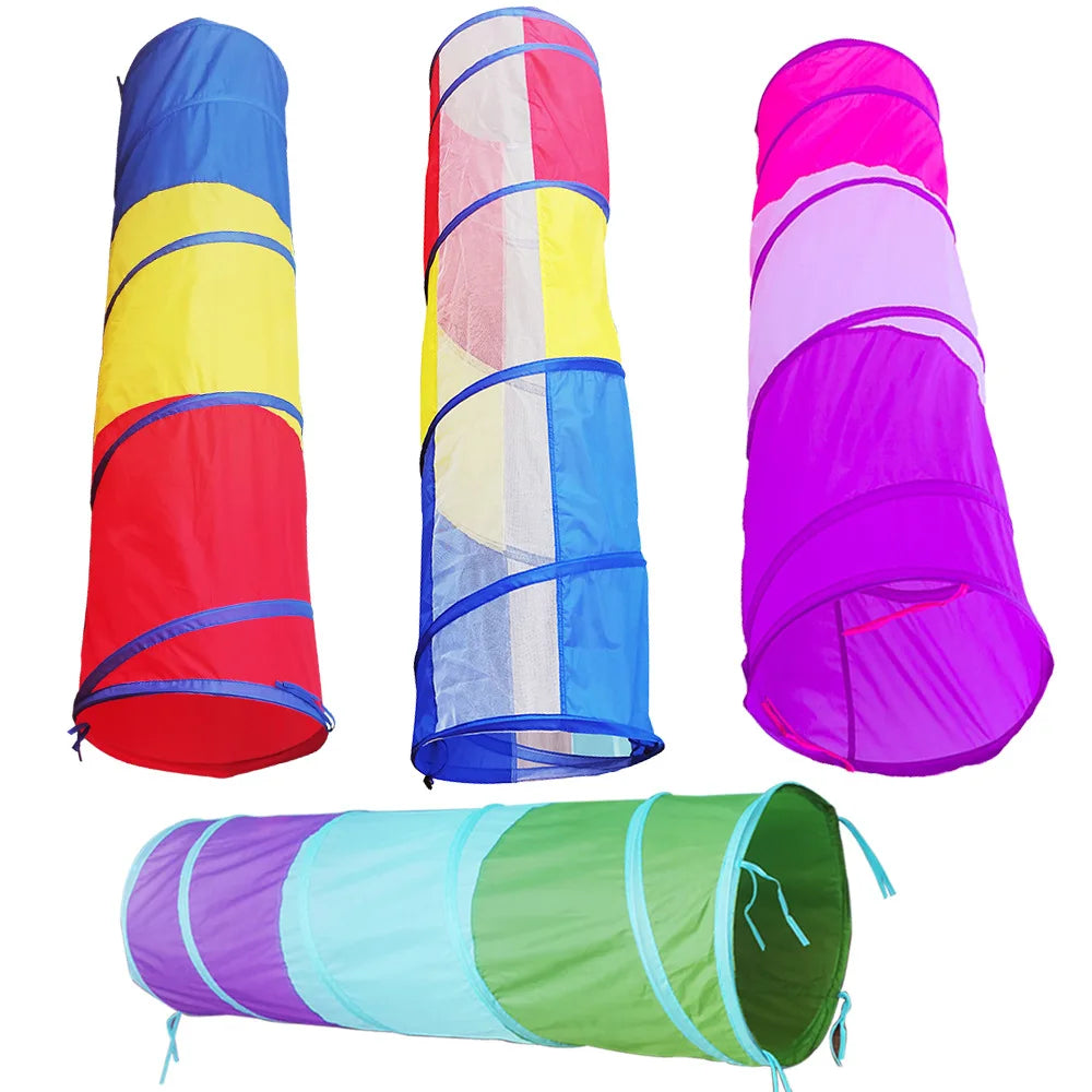 Portable Children's Tent Crawling Tunnel Kids Little House Play House Tipi Tent Indoor Toy Tube Baby Crawling Games Rainbow Tent