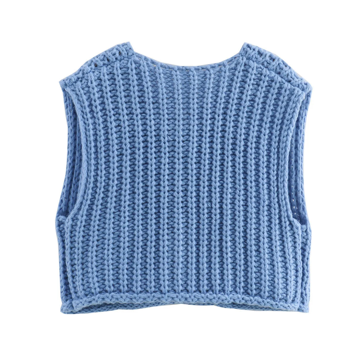 Korean Fashion Crop Sweater Women Vest Solid Loose Casual Sweater Vest Cable Knit Sweater Vest For Women Luxury Designer Tops