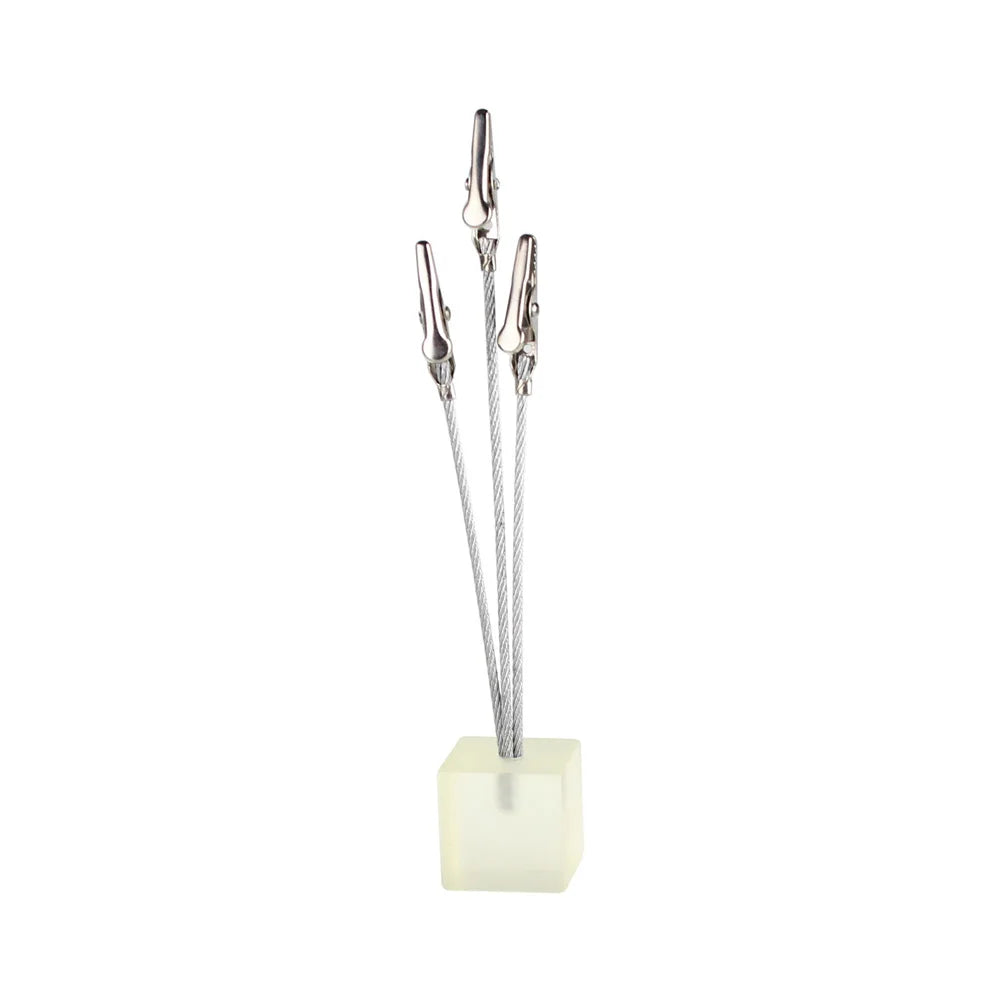 3 Wire Memo Holder Cube Picture Note card Clip Desk Paper Photo Holders Alligator Clamp Table Stand Place Office Business