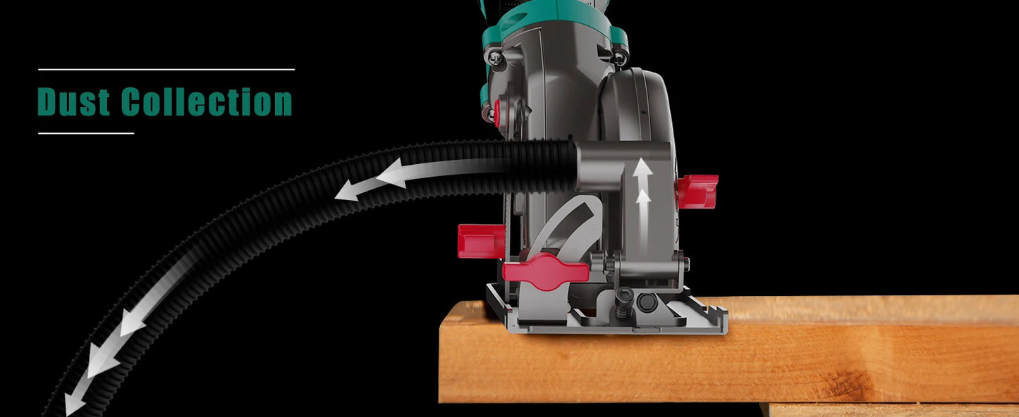 HYCHIKA 750W Mini Circular Saw 48mm Cutting Depth Dust Collection Function Electric Saw for Wood Metal Platisc Power Tools