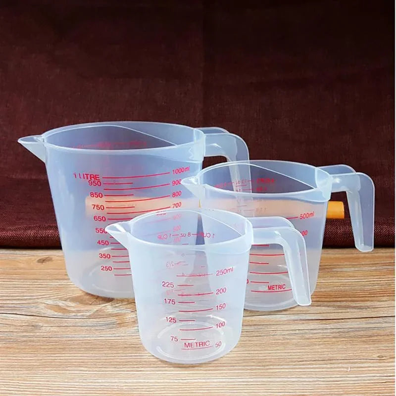 3pcs Baking Liquid Measuring Cups PVC Scale Cup Plastic Measuring Volume Beaker Kitchen Baking Tools 250/500/1000ml