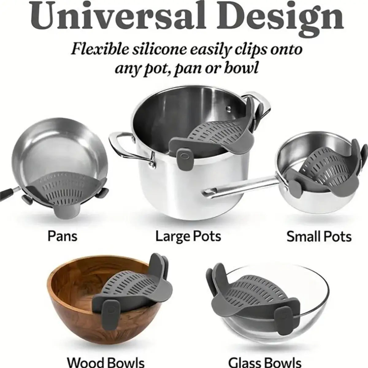 1pc, Strainer, Pot Strainer, Adjustable Clip On Strainer For Pots Pans And Bowls, Kitchen Pot Strainer