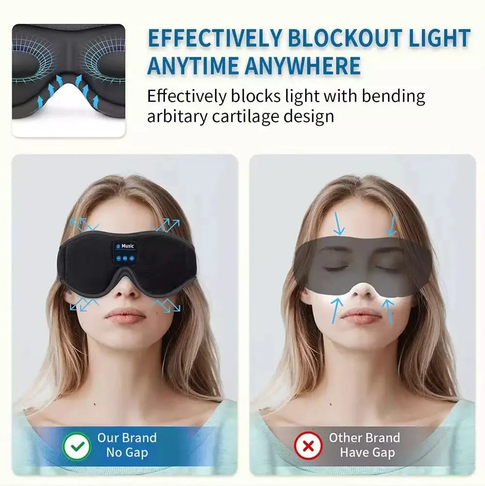 Sleep Headset 3D 5.0 Headset Wireless Talk Binaural Stereo Sleep Artifact Breathable Music Eye Mask Mask Light Gift
