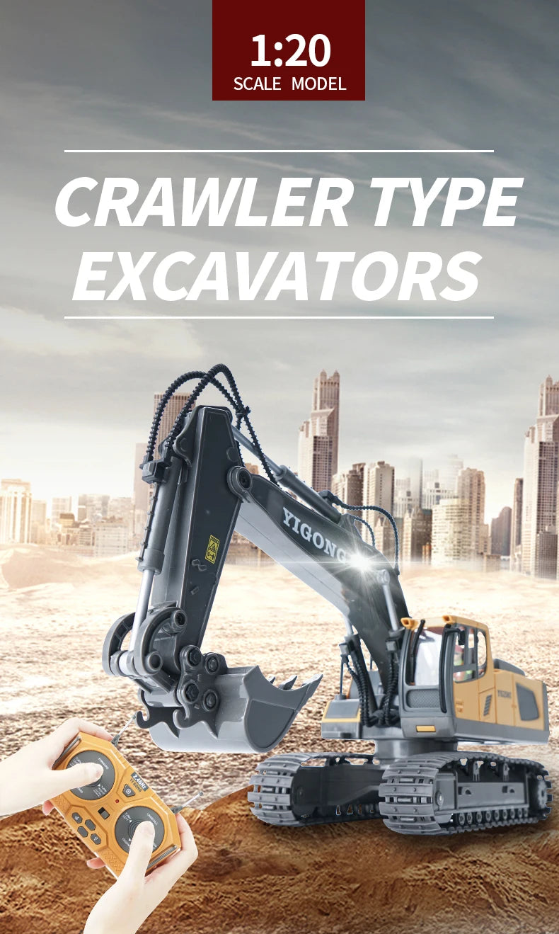 RC Excavator 1:20 Remote Control Truck 2.4G RC Crawler Engineering Vehicle Truck Radio Control Children\'s Day Back to School