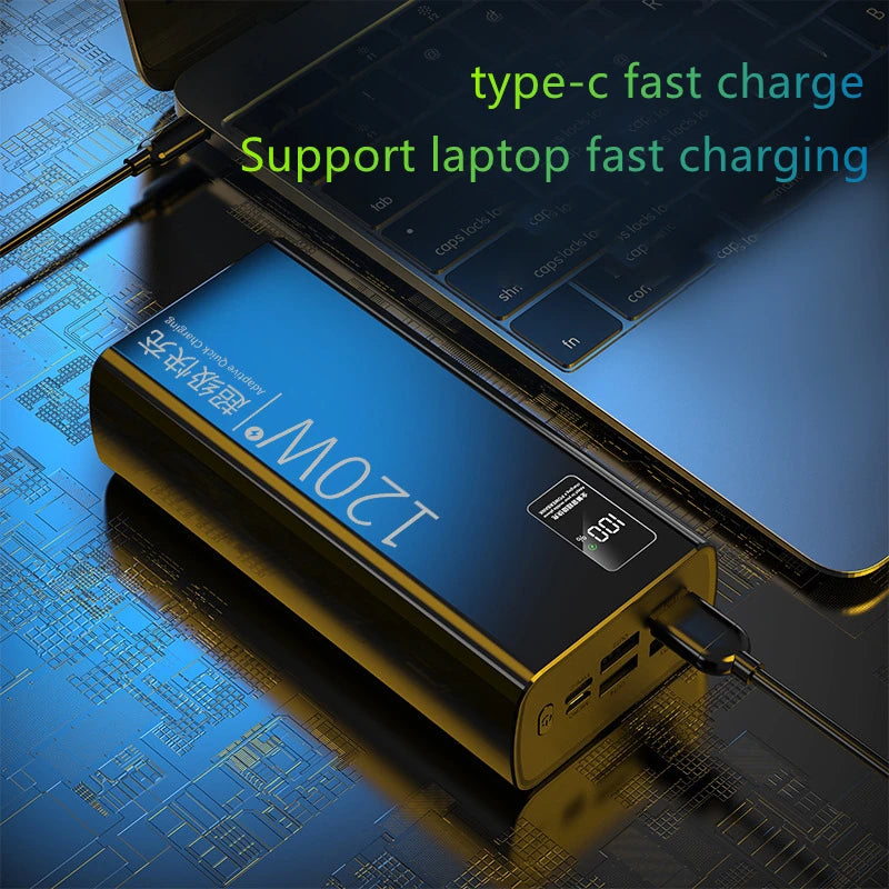 120W Power Bank For Xiaomi Super Fast Charging 200,000mAh Ultralarge Capacity For External Battery For Cell Phones, Laptops