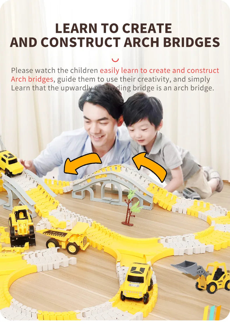 137-467pcs Children Electric Track Toy Car Engineering Car Kids Educational Toys Track Car Train Toys for Children Birthday Gift