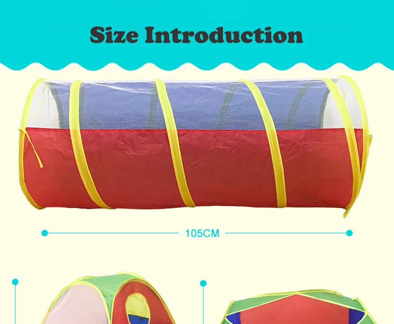 3-5 Pcs Portable Children's Camping Tent Kids Beach Tent Ocean Ball Pool Kids Tent Pop-up Tent Play House Baby Crawling Tunnel