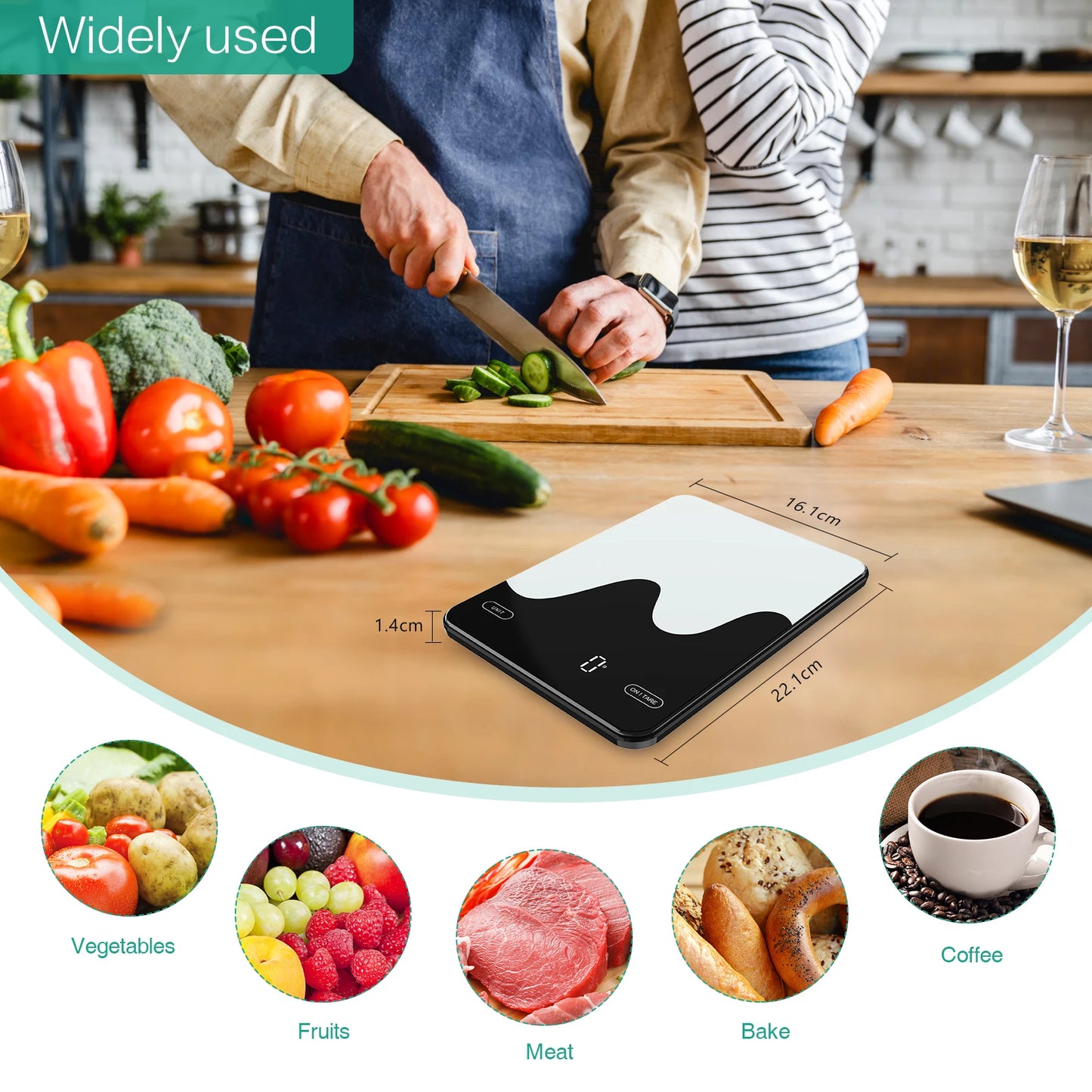 Digital Food Scale 10kg Smart Kitchen Scales with Nutrition Calculator APP Rechargeable Gram Scale for Weight Loss Baking Scales