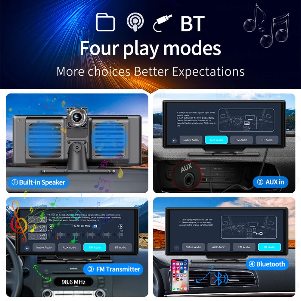 Imagebon 10.26" 4K ADAS Wireless CarPlay & Android Auto Dash Cam GPS Navigation 24h Park Monitor Night Vision Rear View Mirror