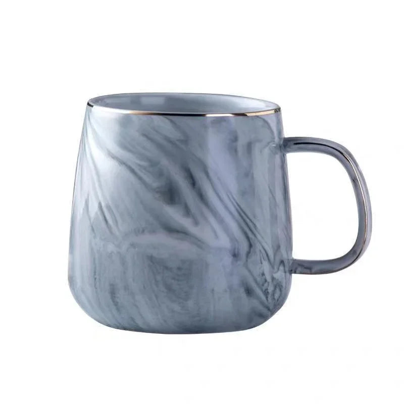 Nordic Ins Style Ceramic Mug Marbled Gold Rim Coffee Cup Oatmeal Breakfast Cup Valentine's Day present Couple water cups