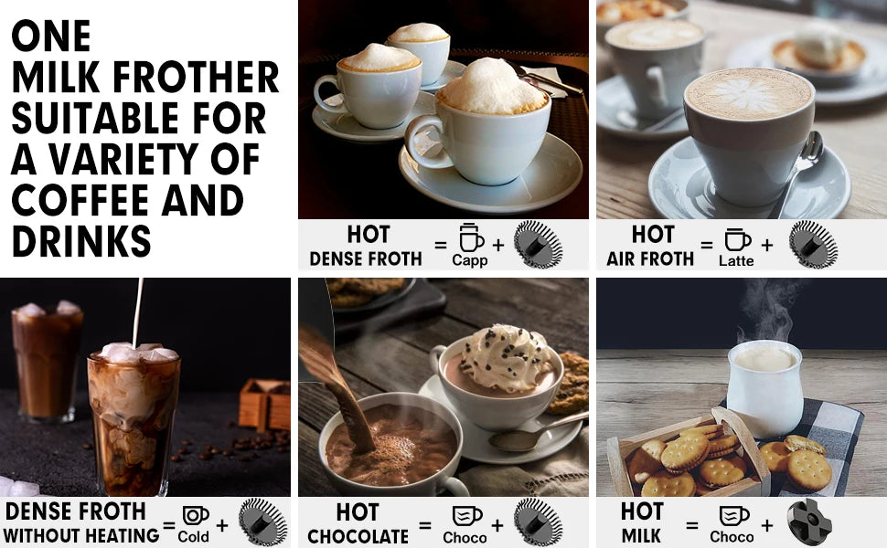 4 in 1 Multi-function Milk Frother Electric Hot and Cold for Making Latte Cappuccino Coffee Chocolate Kitchen Appliances DEVISIB