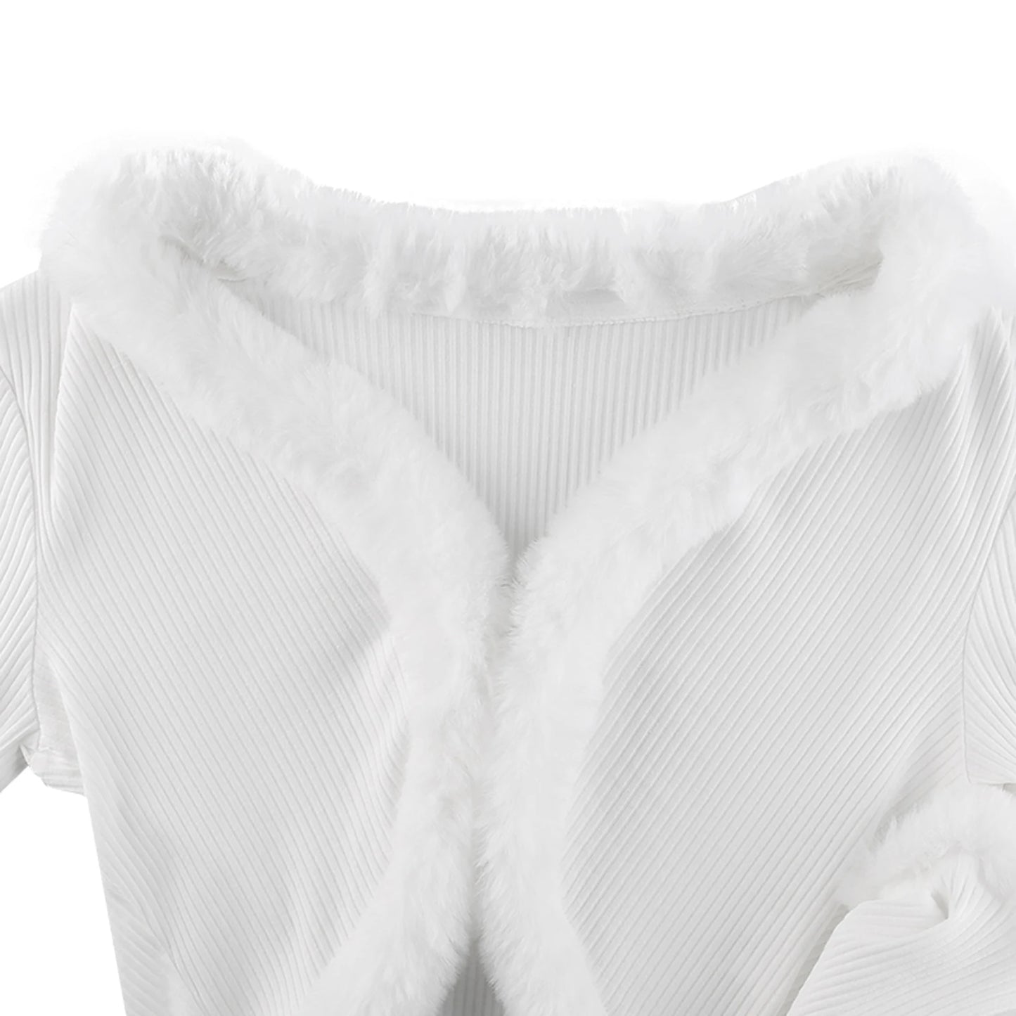 Women's Cropped Shrug Fur Collar Casual Solid Color Knitted Long Sleeve Cardigan Coat Tops Streetwear Temperament Commuter Tops