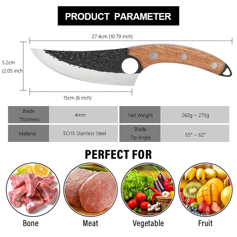 Handmade Forged Stainless Steel Boning Knifes Messer Full Tang Handle Bone Cleaver Knife Professional 6 Inch With Knives Cover