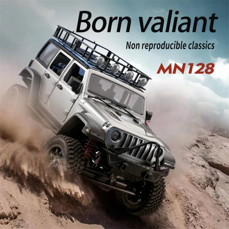 RC Crawler 4x4 Car MN128 2.4G Climbing Buggy Professional with LED Light Full Scale Remote Control Cars Toys for Boys Gift