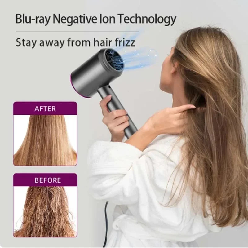 Hair Dryer For Women Quick-Drying Low-Noise Electric Hairbrush Professional Blue Light Negative Ion Collagen Hair Care Dryer