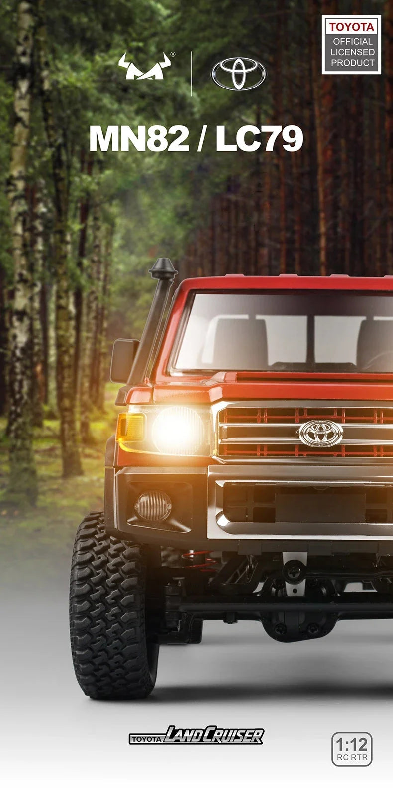ZWN 1:12 Full Scale RC CAR MN82 Upgraded MN82 PRO Controllable Headlights 2.4G 4WD Off-Road Car Pick Up Truck Toy for Kids Gifts