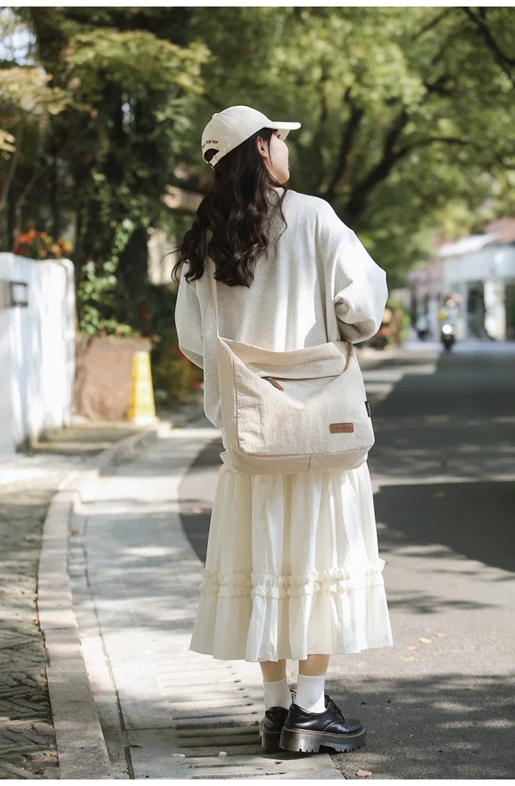 Japanese Women Men Shoulder Crossbody Bag Large Canvas Messenger Bags for Student 2024 Brand Book Bags Female Handbag Satchels