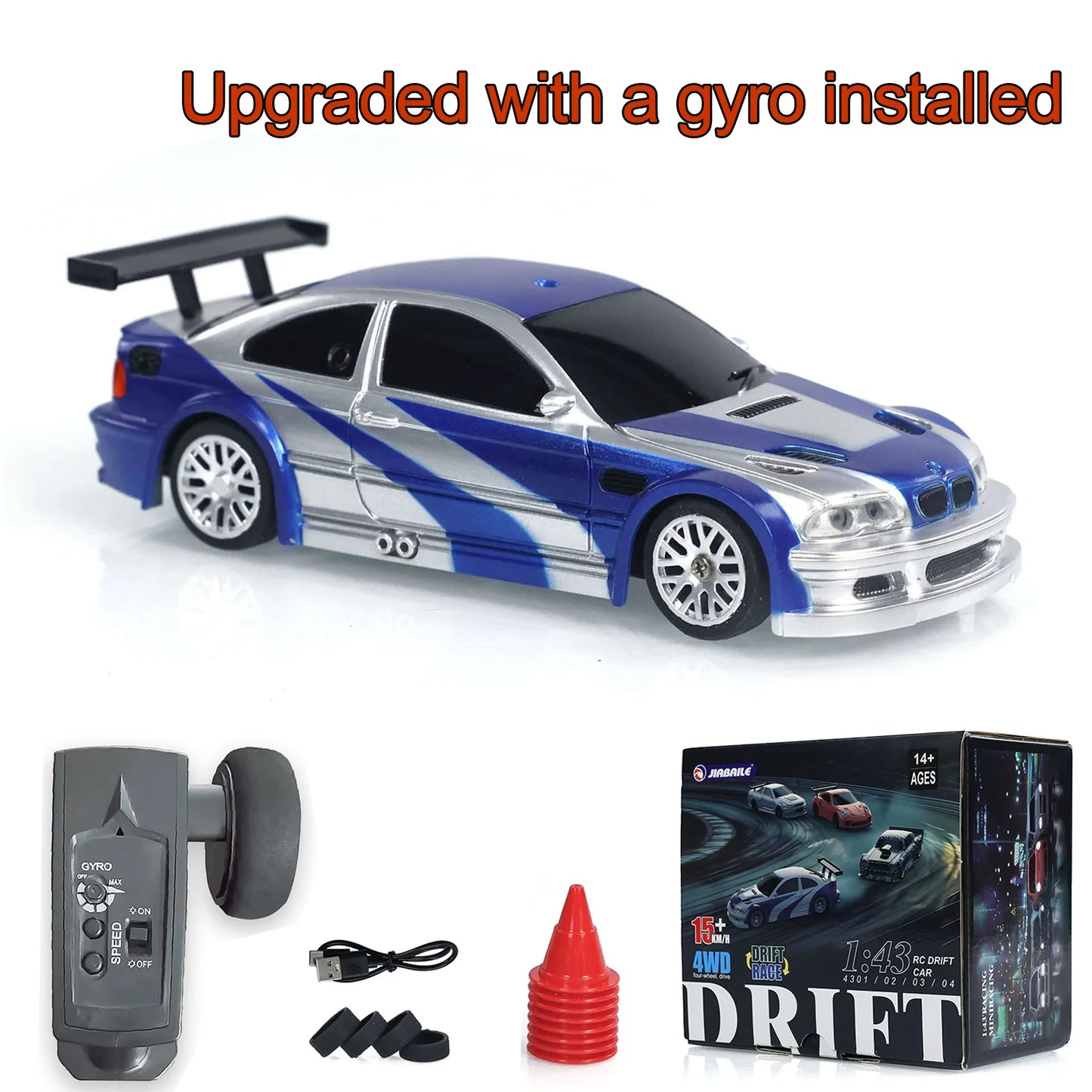 Upgraded Gyro RC 1/43 Difting Car Racing RTR 4WD Four-wheel Drive High Speed Radio Control Model 2.4g Drift Race Car Mini Gifts