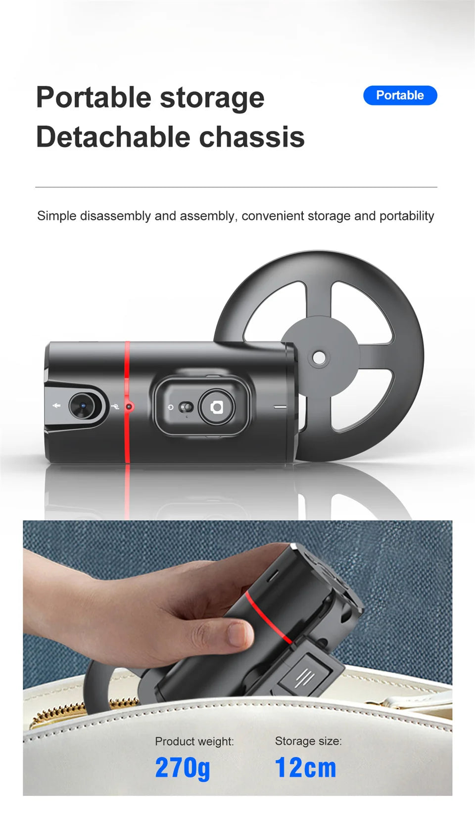 FGCLSY AI Auto Following Gimbal Stabilizer 360 Rotation Phone Stand P02 Desktop Tracking Gimbal with Remote for Live Photography