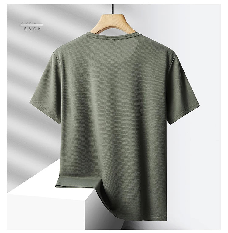Quick Dry Sport Fashion T Shirt Men'S 2024 Short Sleeves Summer Casual Black Green OverSize 6XL 7XL Top Tees GYM Tshirt Clothes