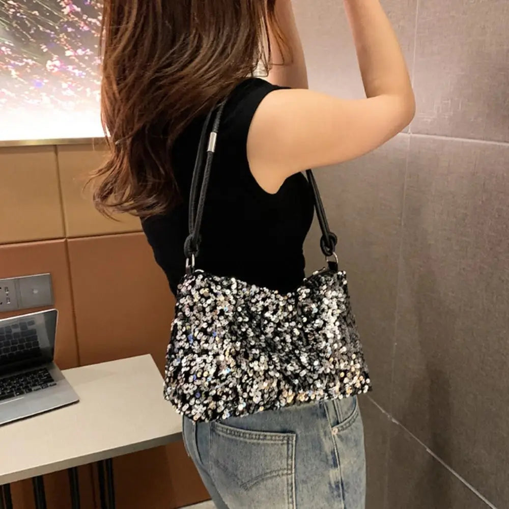 Solid Color Sequins Crossbody Bags Fashion INS Sequins Shoulder Bags Phone Purse Handbag Evening Clutch Bag Girl DIY