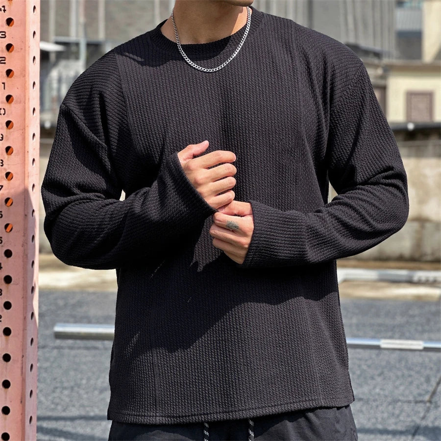 High quality Spring and Autumn men's long sleeved T-shirt Fashion casual sports round neck fitness running long sleeved T-shirt