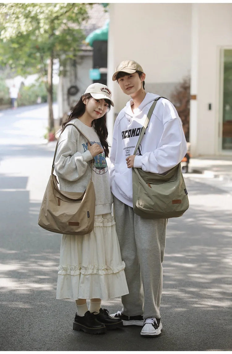 Japanese Women Men Shoulder Crossbody Bag Large Canvas Messenger Bags for Student 2024 Brand Book Bags Female Handbag Satchels