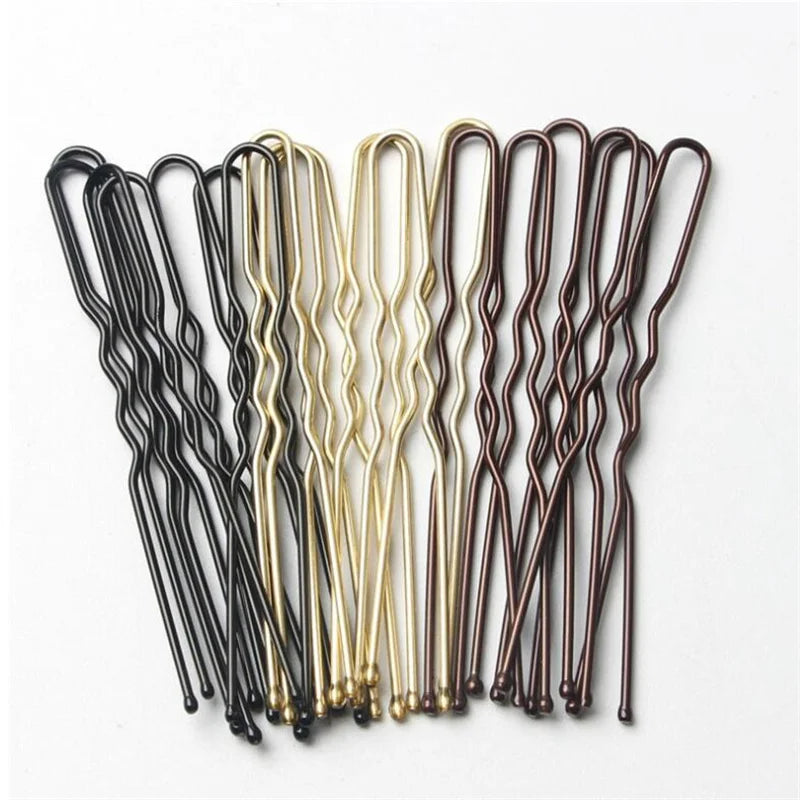 50pcs 6cm U Shaped Bun Hair Pin Hairpin Clip Gum Buckle Barrette Plier for Summer Women Bridal Accessories Headdress Decoration