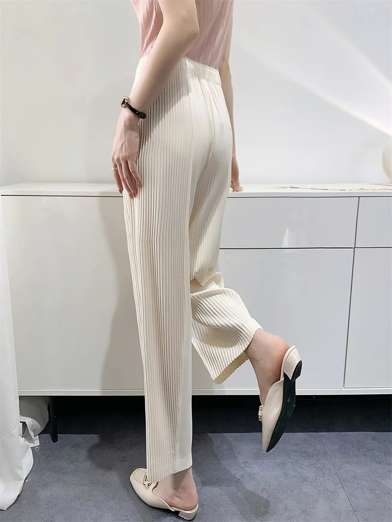 YUDX Miyake Pleated Pants Women's Thickened Fabric Loose Slim Comfortable Casual Pleated Pants 2024 Early Spring New
