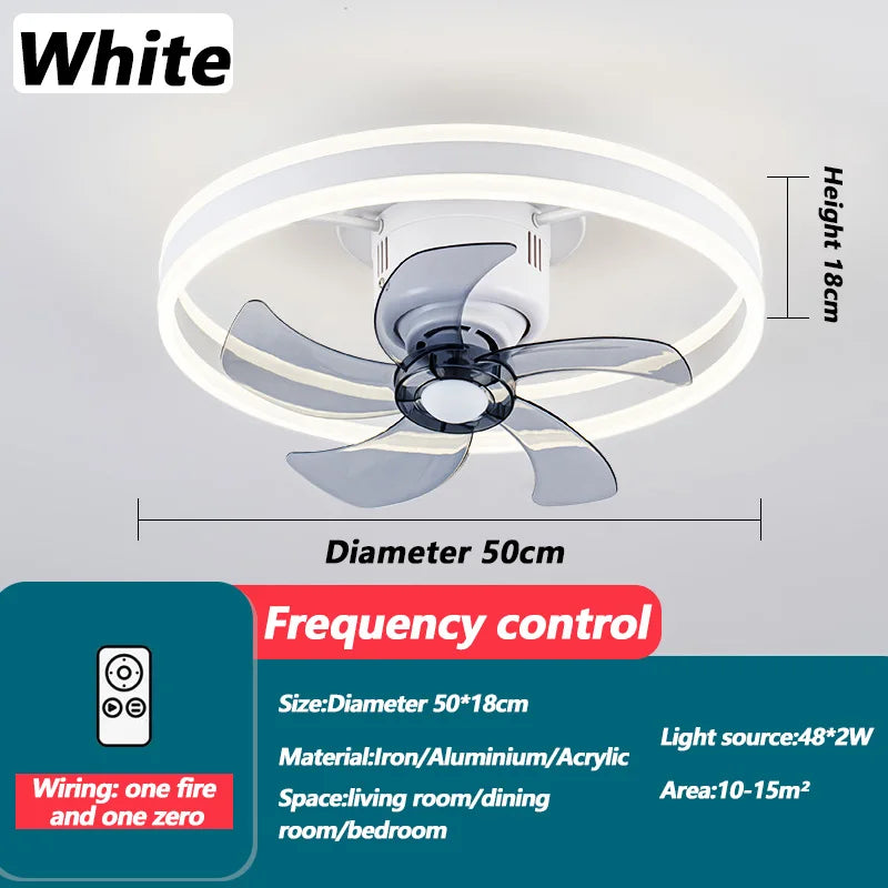 Inverter DC Motor Ceiling Fan Lamp with Remote Control Infinitely Dimmable 6-Speed Adjustment 360°Rotation Detachable LED Lights