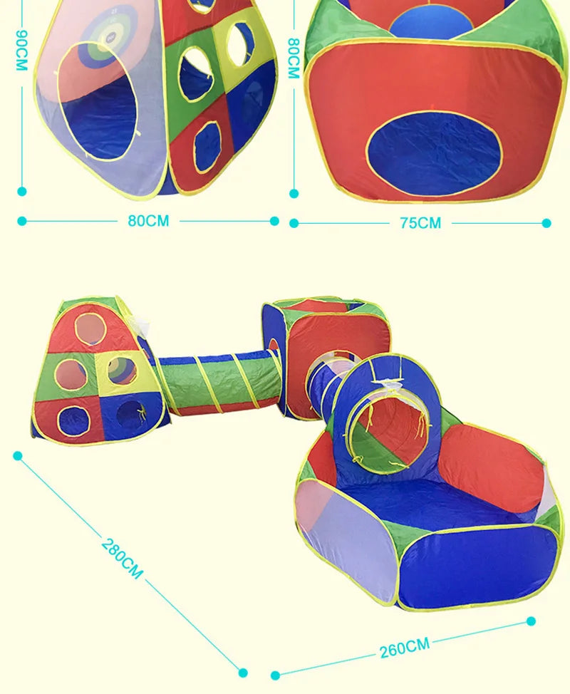 3-5 Pcs Portable Children's Camping Tent Kids Beach Tent Ocean Ball Pool Kids Tent Pop-up Tent Play House Baby Crawling Tunnel