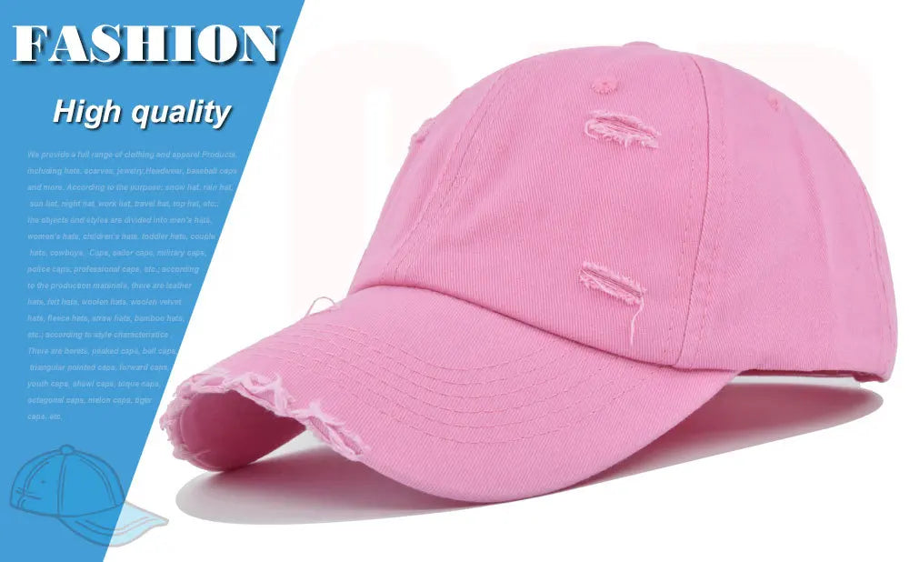 Washed Hole Baseball Cap New Spring Solid Sunhat Men Women Unisex-Teens Cotton Snapback Caps Fashion Hip Hop Vintage Summer Hat