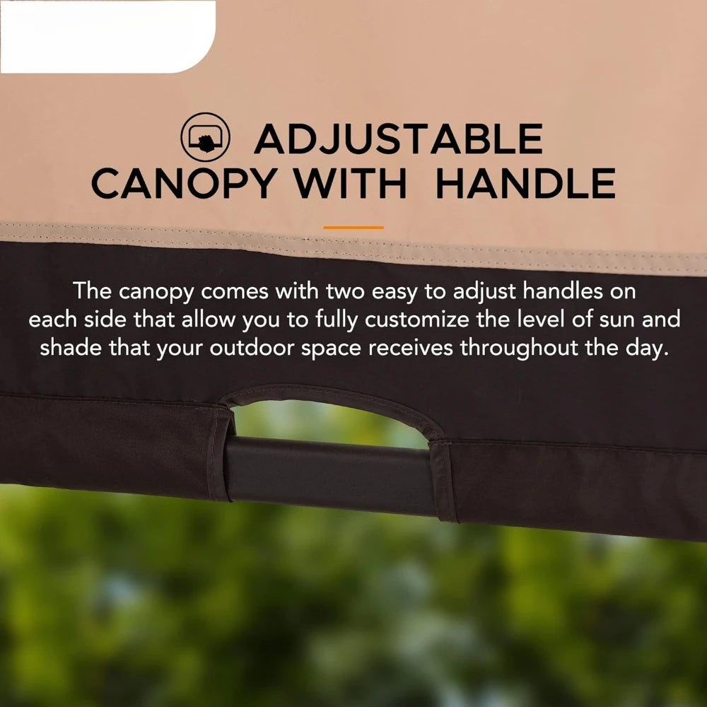 Outdoor Pergola 9.5 x 11 ft. Steel Arched Pergola with Adjustable Canopy for Patio, Backyard and Garden Activities, Tan & Brown