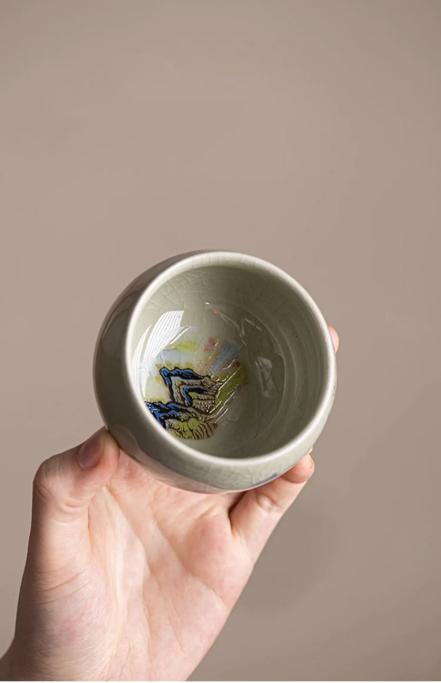 140ml Exquisite Ice Crack Glaze Ceramic Tea Cups Hand-painted Porcelain Master Cup Exquisite Teacup Tea Accessories