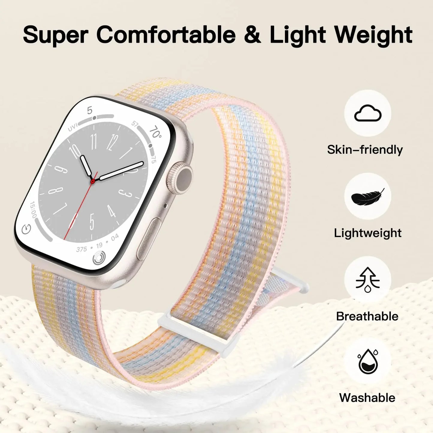 Nylon Loop Strap for Apple Watch Band 40mm 44mm 45mm 42mm 41mm 38mm Smart Belt Bracelet for IWatch Ultra 49mm 8/7/6/SE/5/4/3