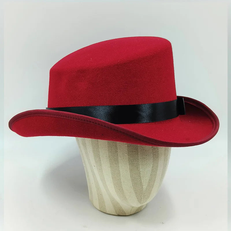 Fedoras Wool Magic high hat British black jazz top hat male court gentleman flat felt hat Webbing sombrero de copa británico