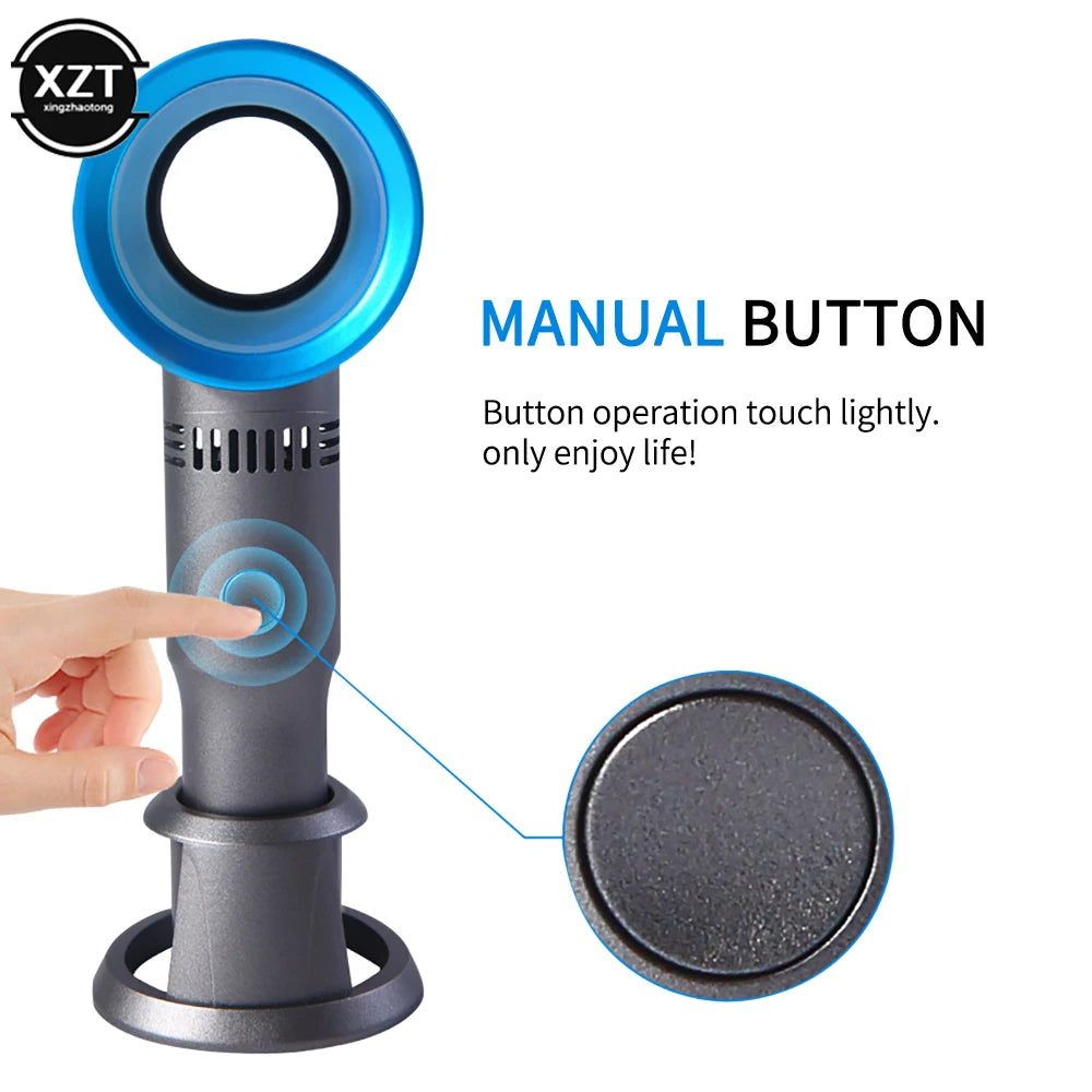 Portable Handheld Fan Mini USB Bladeless Fan Rechargeable Desktop Fan with Three Wind Speeds