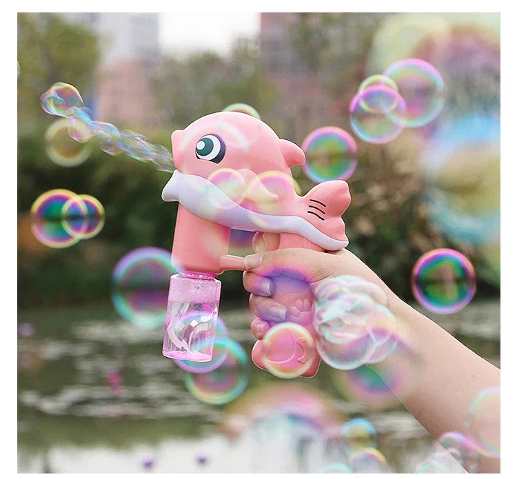 Bubble Gun Electric Automatic Soap Cute Bubbles Machine Kids Portable Outdoor Party Toy LED Light Blower Toys Children Gifts