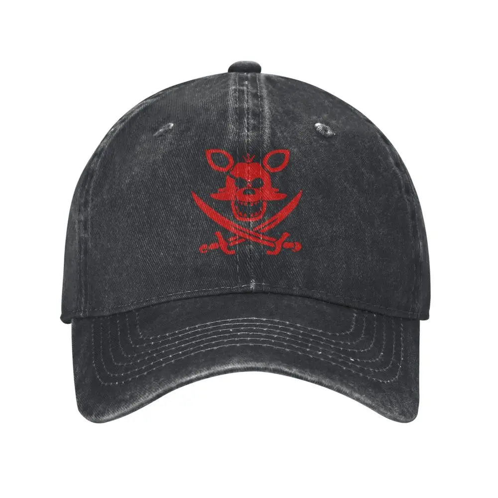 Pizza 1983 FNAF-Freddyy Five-Nights Men Women Baseball Cap Bear Gamer Halloween Distressed Cotton Hats Vintage Headwear