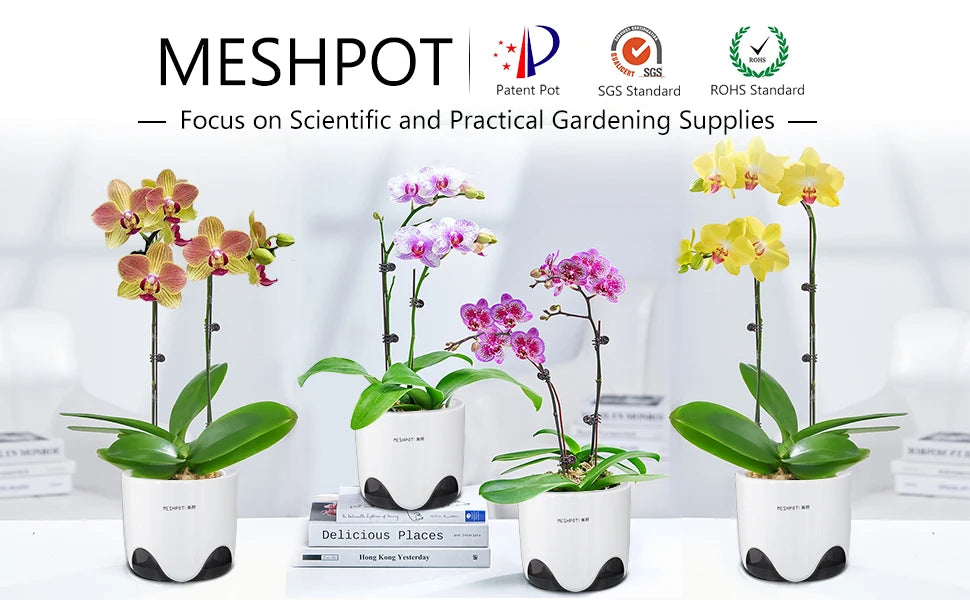 Meshpot 12 cm Plastic Orchid Pot Inner Clear Orchid Planter Double Layer Good Outlooking Plants Container Garden Accessories
