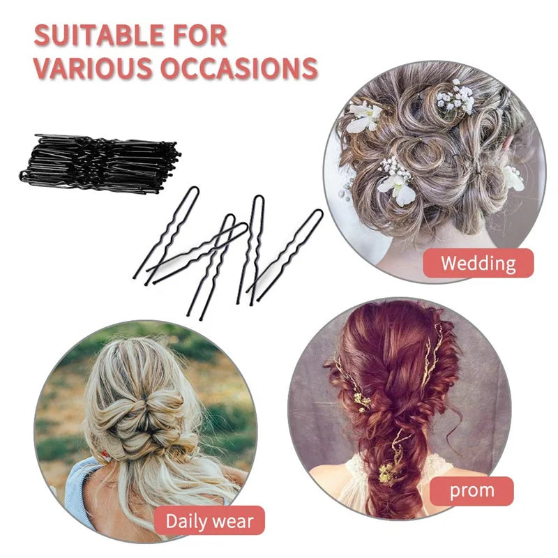 50pcs 6cm U Shaped Bun Hair Pin Hairpin Clip Gum Buckle Barrette Plier for Summer Women Bridal Accessories Headdress Decoration