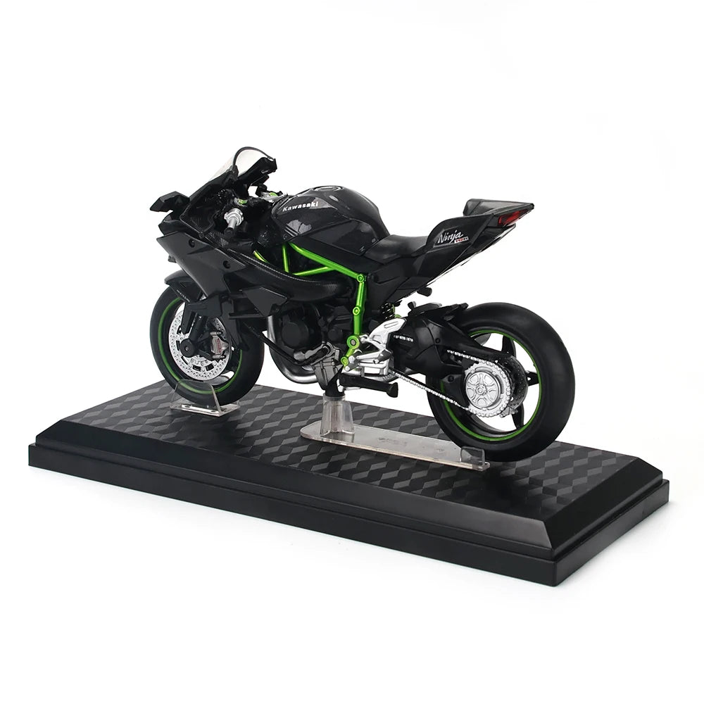 MSZ CCA 1:12 Kawasaki Ninja H2R with base alloy die-cast car motorcycle model, toy gift giving, die-cast static motorcycle model