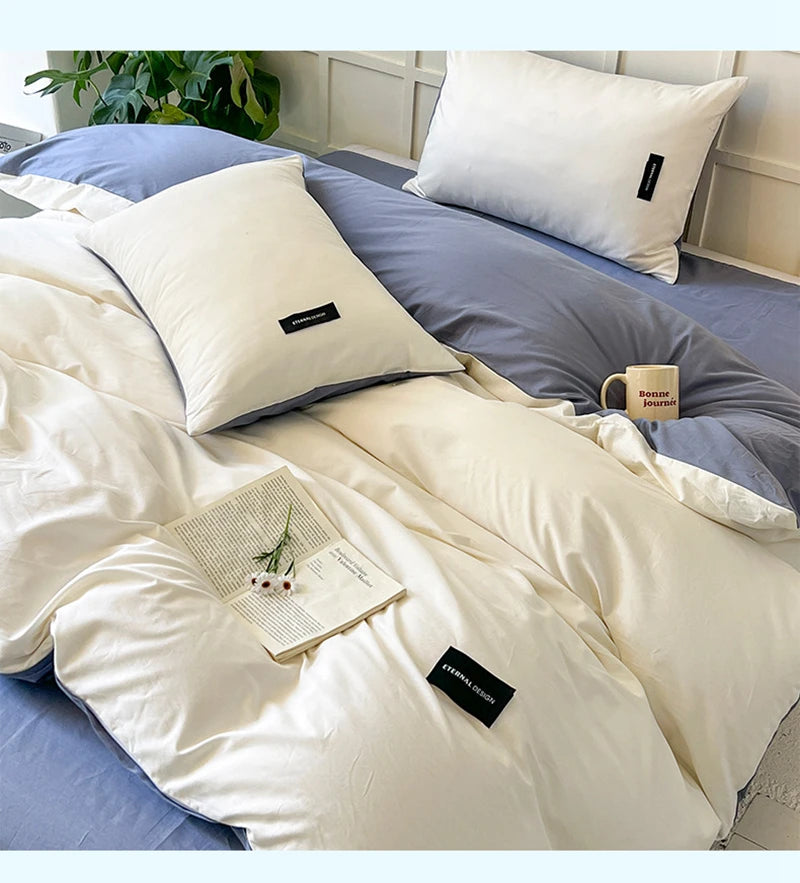 White Bedding Comforter Set with Pillowcase bed sheet Single Full Size Bed Linen Duvet Cover Set Queen/King Double Single Bed