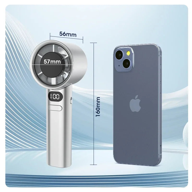 120 Gears Handheld Fan Desktop Small Fan Portable USB Charging Turbo Fan High-speed Mini Fan Data Disply Air Conditioner Fans