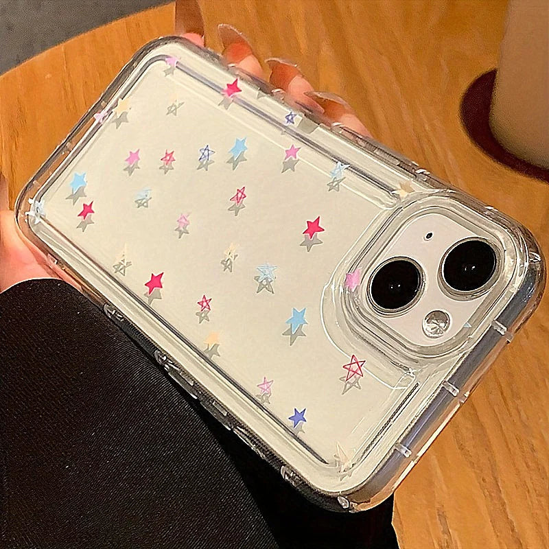 Small Flower Stars Soft Case For iPhone 16 14 13 11 15 Pro Max 12 Mini XS XR X 8 7 Plus SE 2022 13Pro Anti-drop Airbag Cover