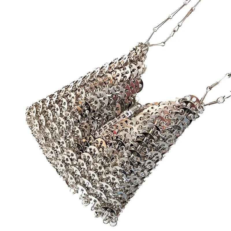 luxury Women Bags Designer Metal Sequins Chain Woven Bag Hollow Evening Bags Clutch Female Travel Holiday Shoulder Bag Handbag